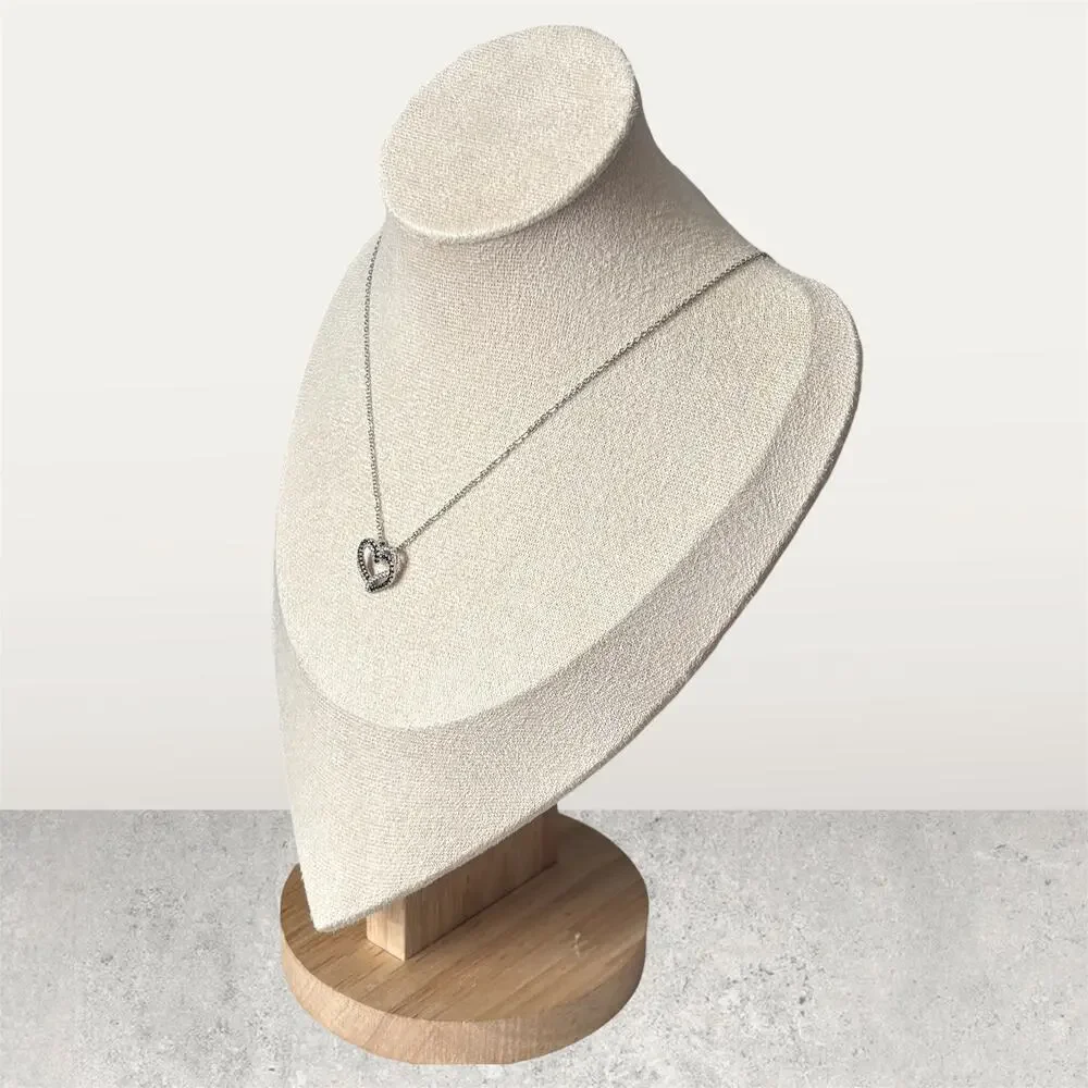 Black & White Heart Stone Necklace